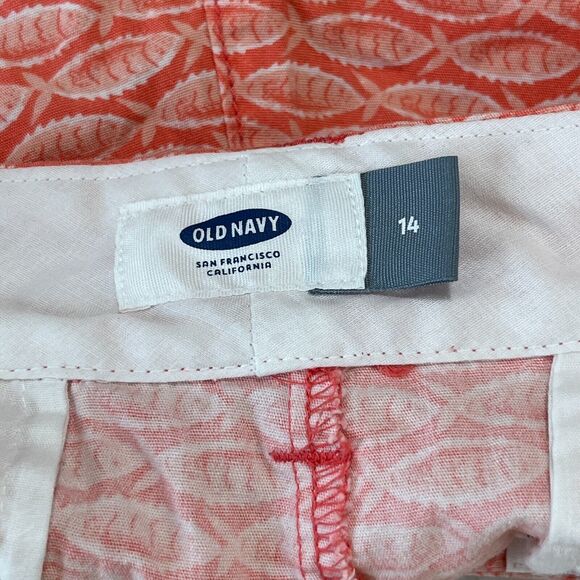 Old Navy Shorts Womens 14 Orange Goldfish Chino 7 Inseam Cotton Prep Casual - Picture 4 of 10